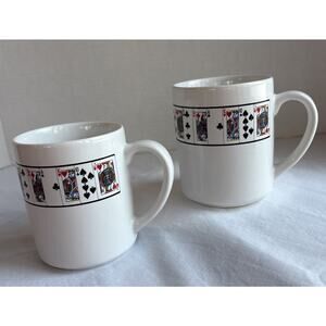 Vintage Lilian Vernon Playing Cards Coffee & Tea Mugs 3.5” Tall Set Of 3